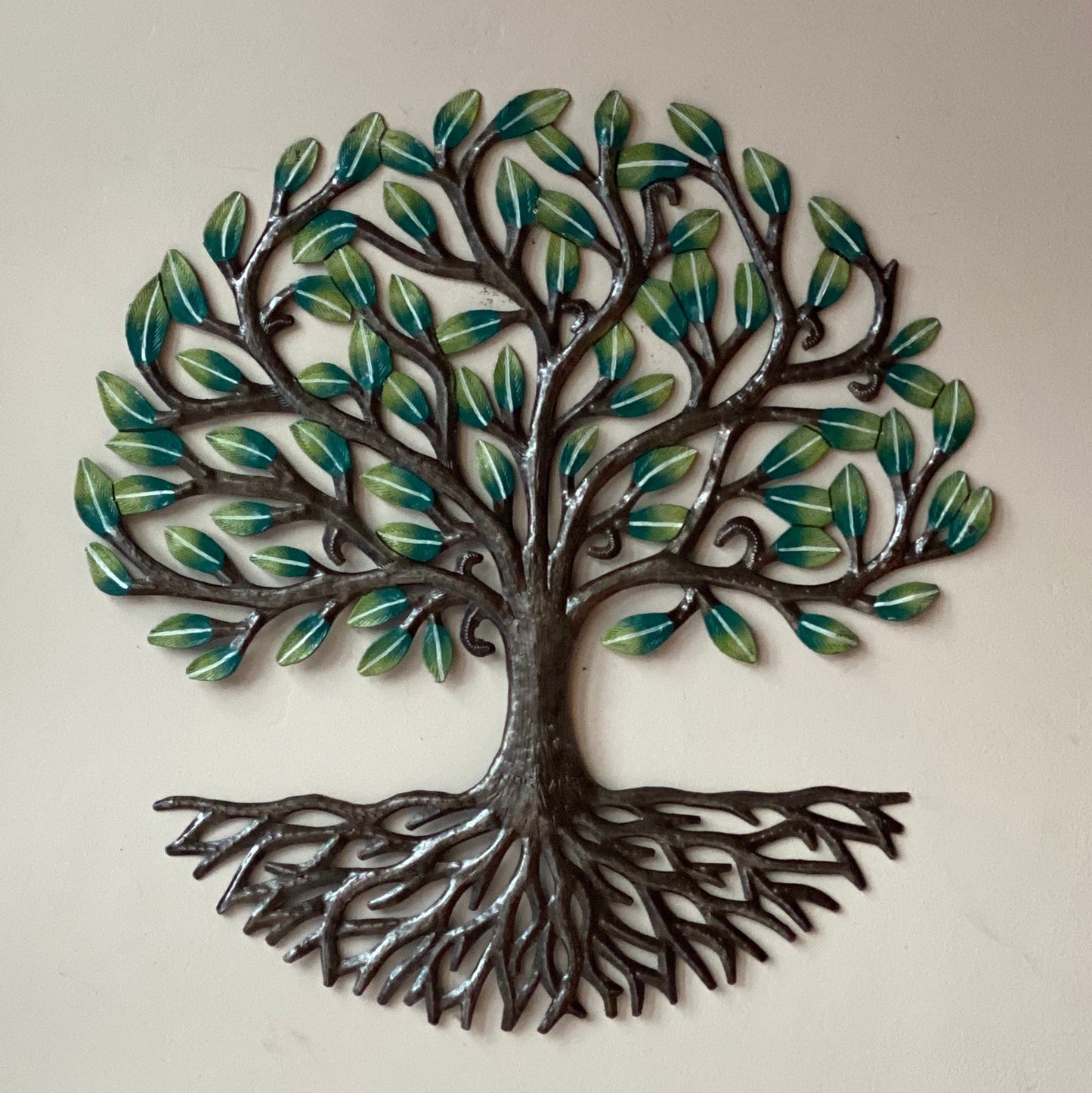 Handmade in Haiti, Wall Hanging Tree of Life, Authentic Upcycled Artwork, Indoor Outdoor Display, Decorative, Painted The “Tree of Life”