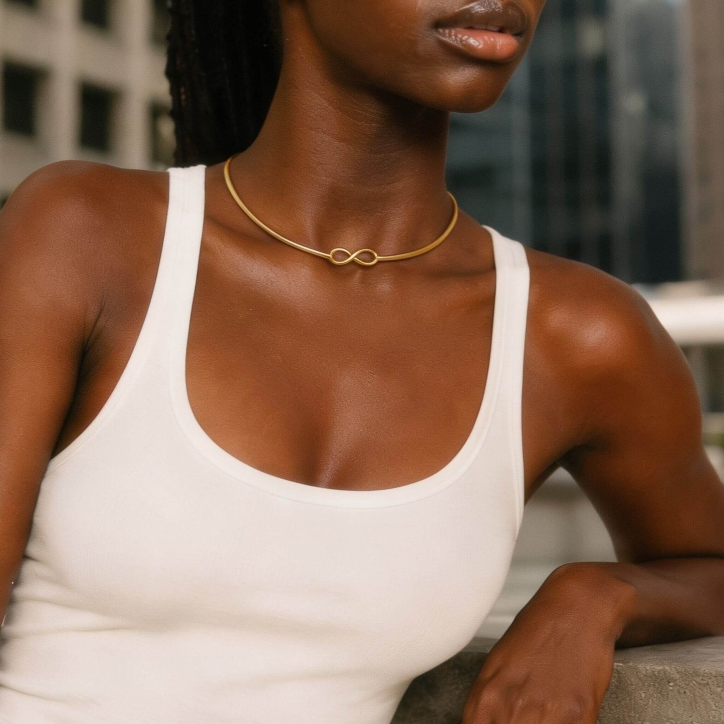 Infinite Cuff Brass Choker Necklace | Saya - EcoDunia