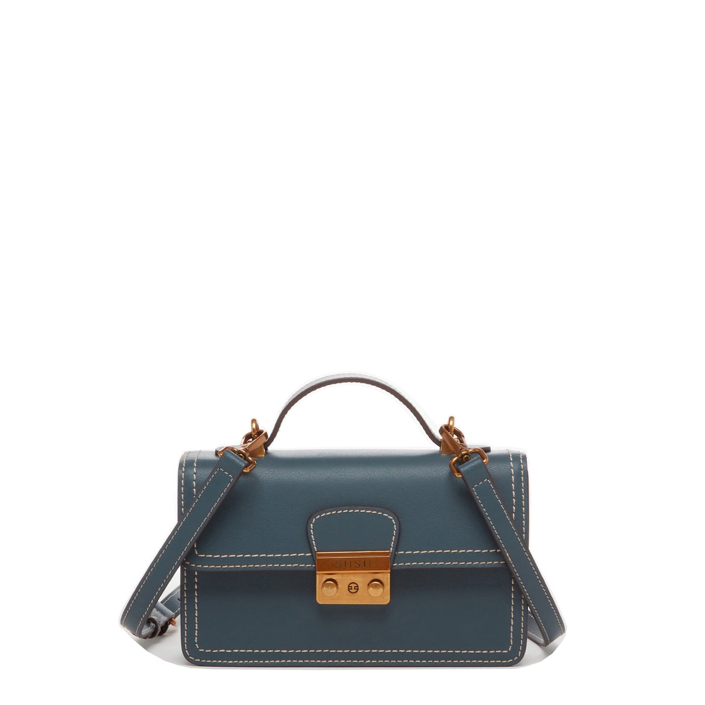SUSU Leather Blue Purse Small Crossbody Bag Cute Women's Handbag