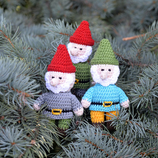 Crochet Gnome Ornaments, set of 3