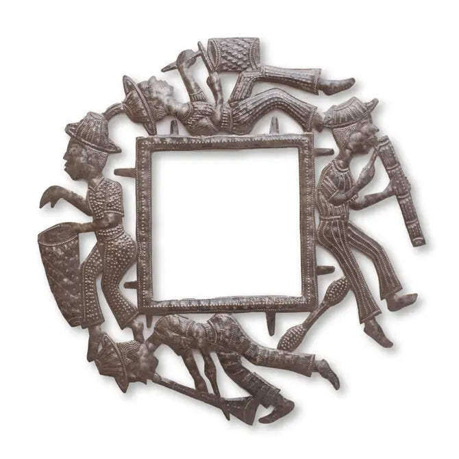 Haiti Metal Sculpture, Rah Rah Band Mirror, Fair Trade Home Decor, Limited Edition 23x23in