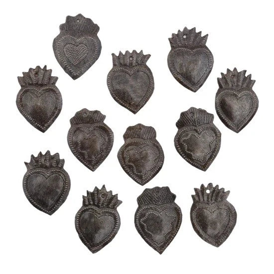 Hearts, Tiny Charms, Milagro Style, Fair Trade Metal Art Designs 1.5"x2"