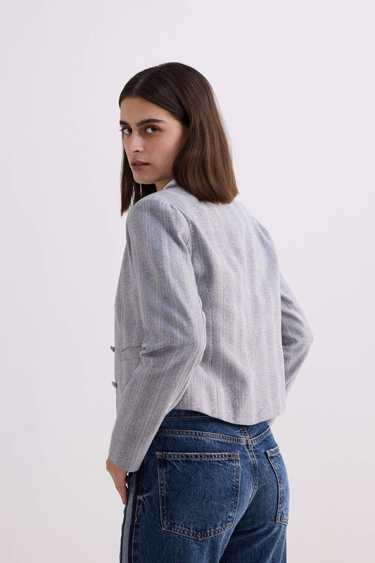 Lady Jacket in Grey Cotton Tweed Medium Shot