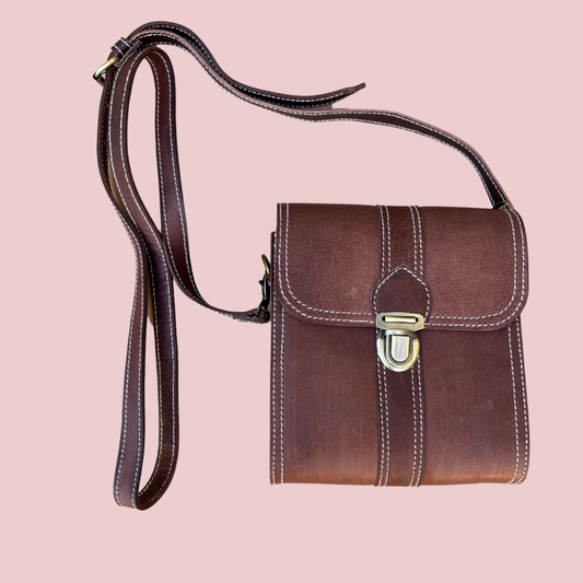 Leather Mini Crossbody (Chocolate)