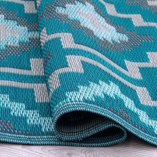 Lhasa - Teal Outdoor Rug for Patio FINAL SALE