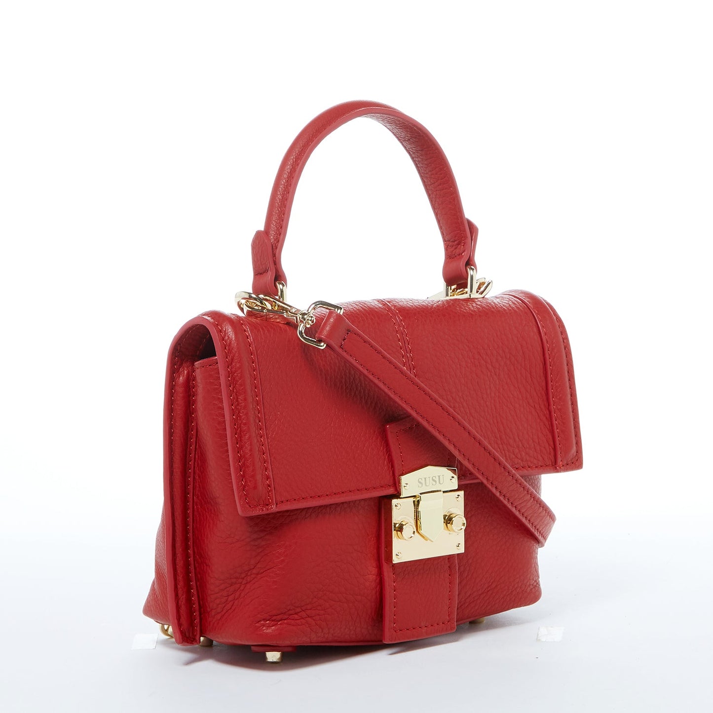 SUSU Red Leather Backpack Purse for Women Convertible Crossbody Bag