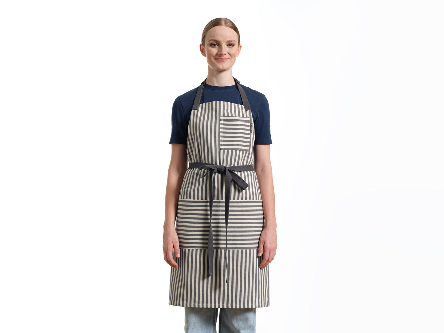 Bib Apron with Pockets - Striped
