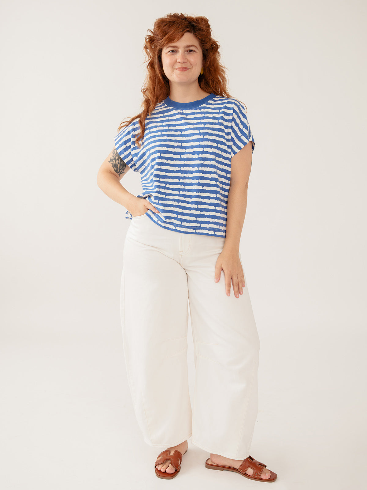Caitlin Top - Cobalt Split Stripe