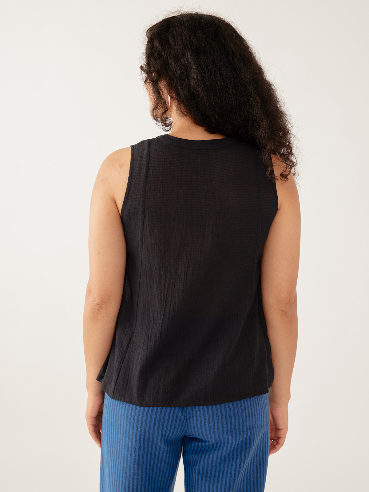 Chloe Top - Black Textured Check