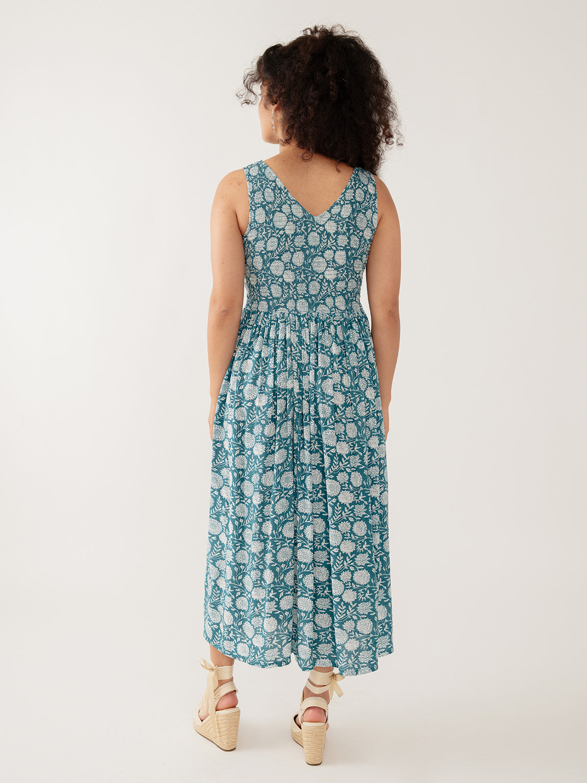 Lily V-Neck Sleeveless Dress - Teal Modal
