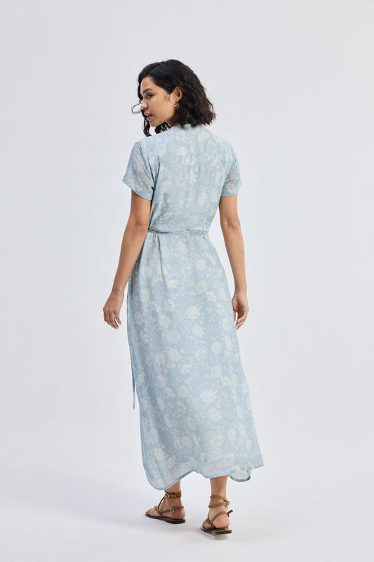 Maxi Wrap Dress in Florals Back