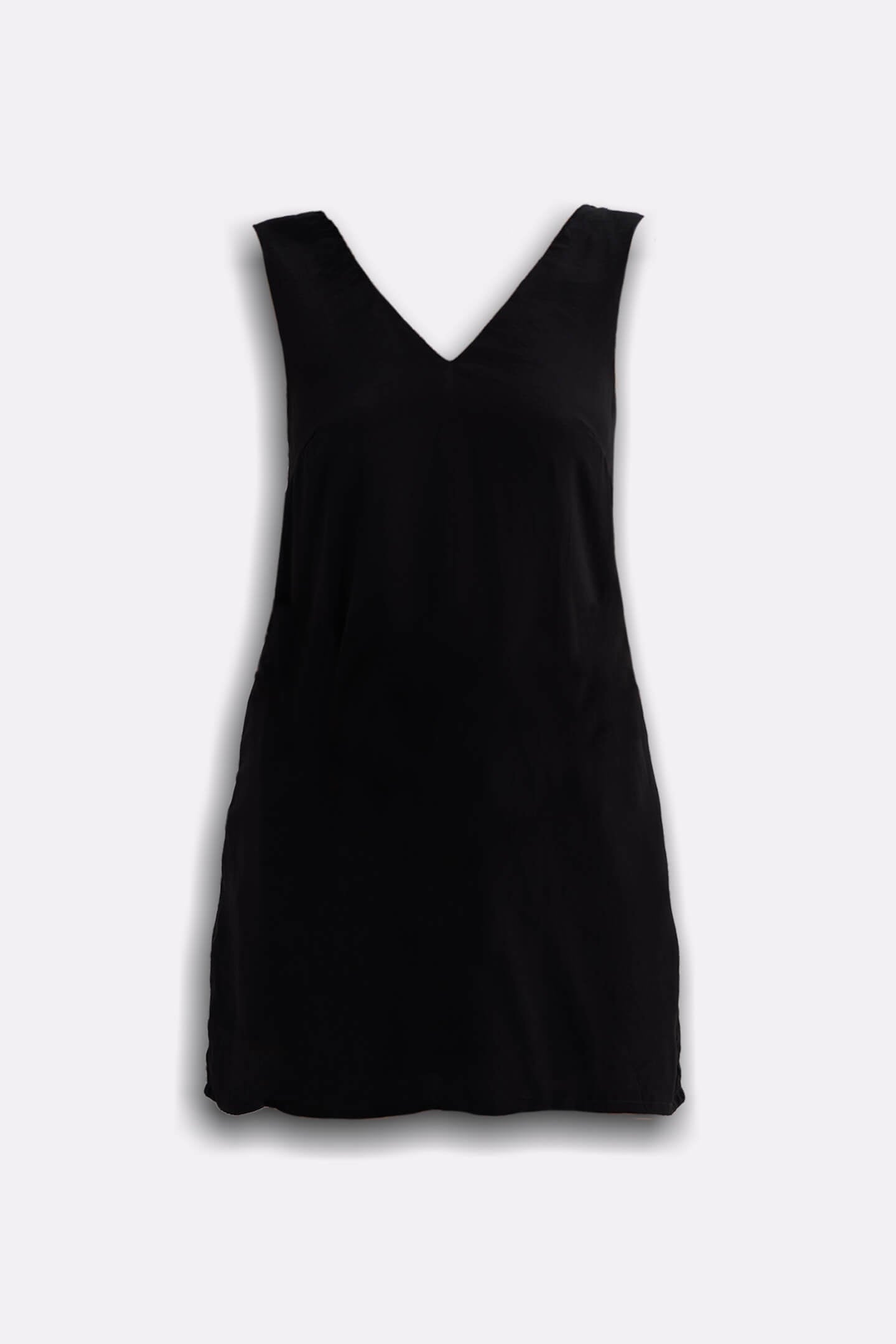 Midnight Muse V-neck Short Dress in Black Flat Lay