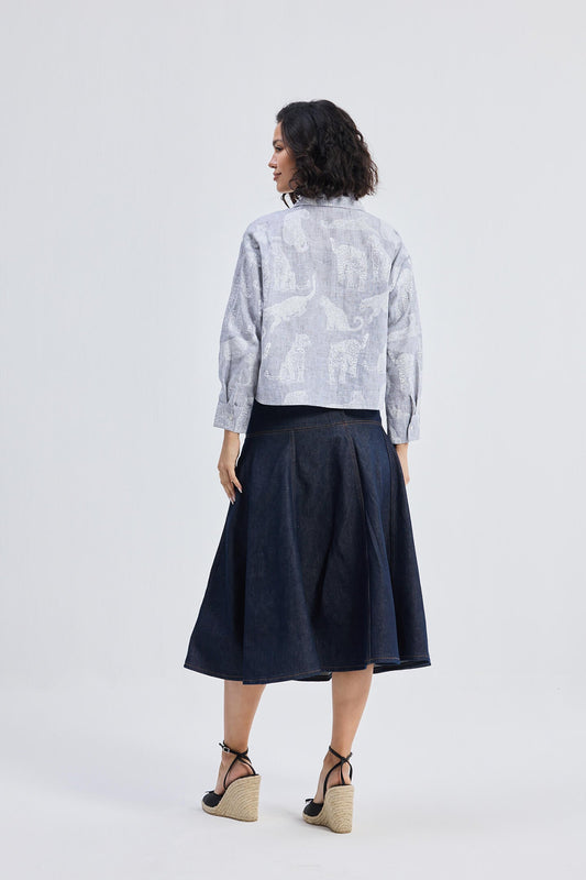 Oversized Boxy-fit Shirt in Animal Print