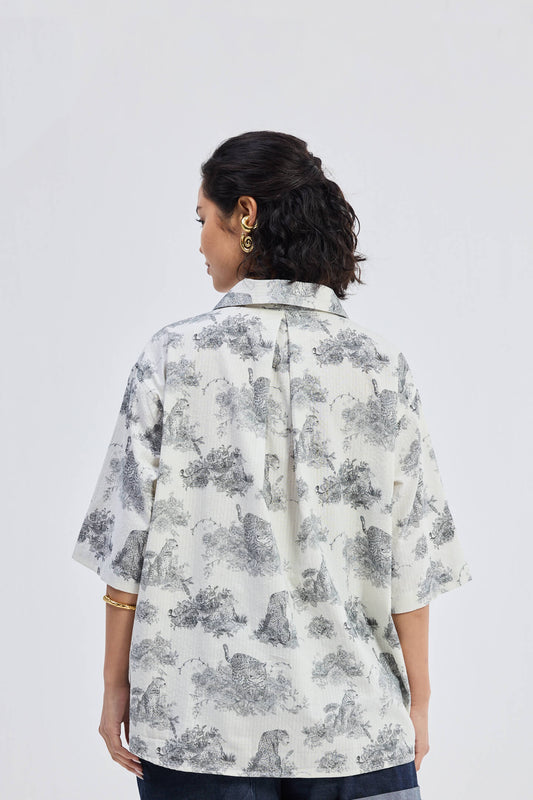 Oversized High-Low Shirt in Animal print