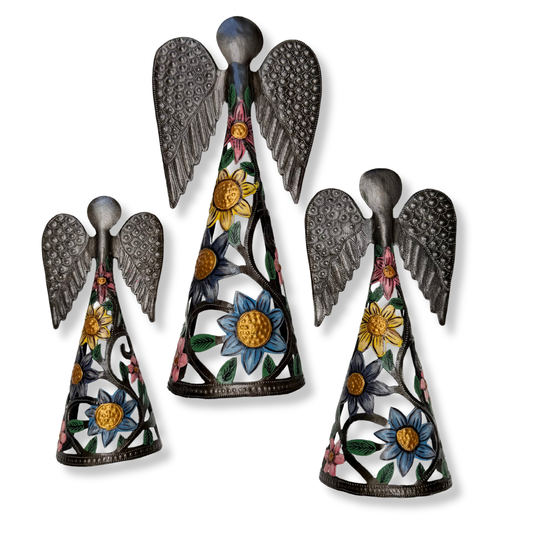 Set of 3 Standing Angels – Handmade Haitian Metal Tabletop