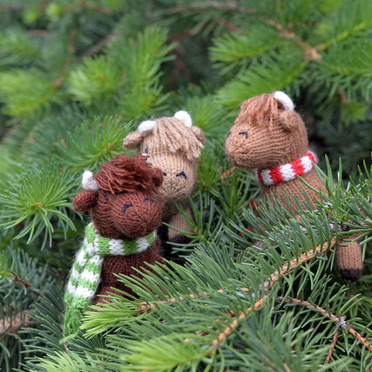 Highland Cow Ornaments, set of 3