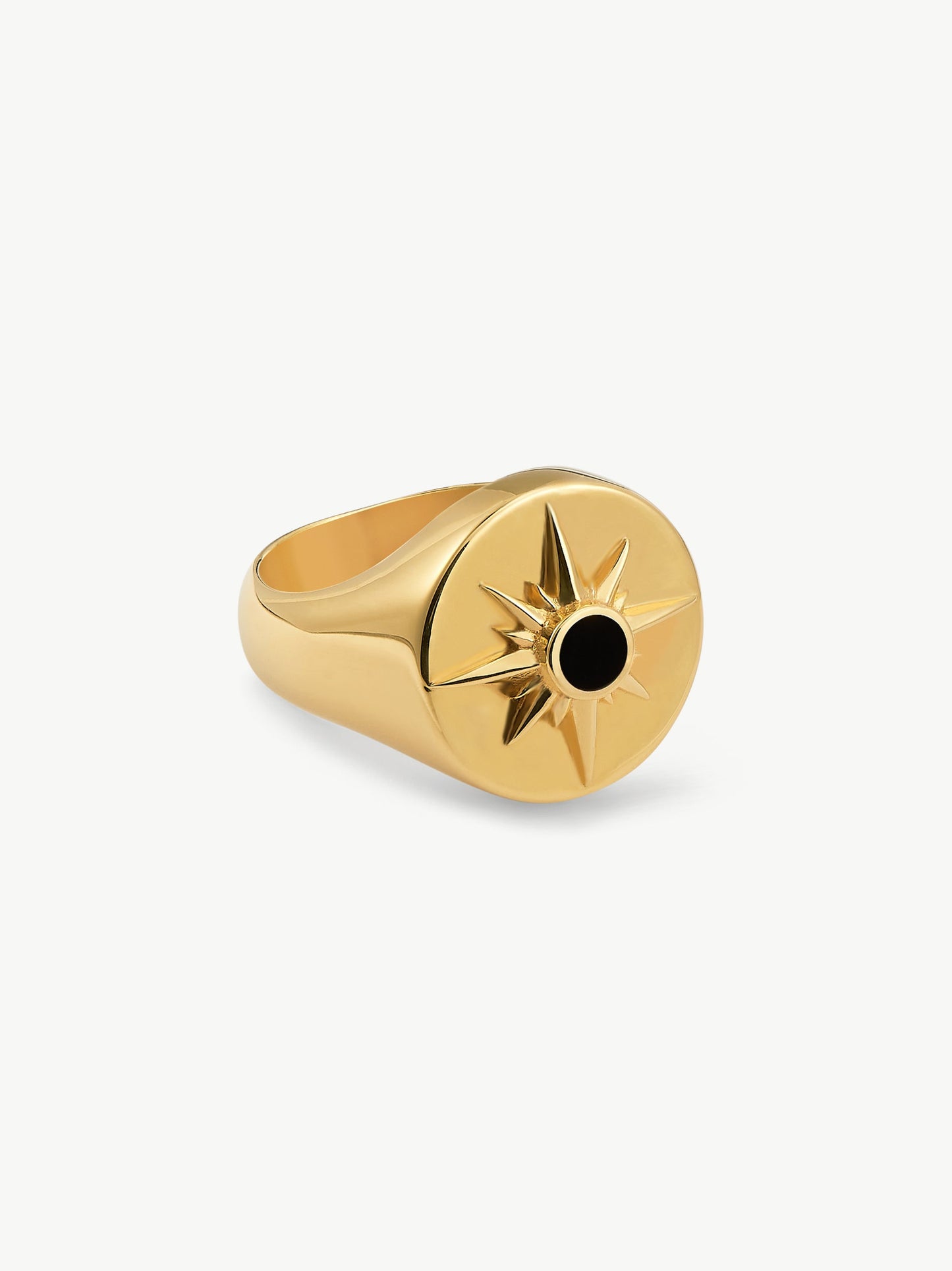 Gold plated Onyx Ring - Astrid | No More Nobody
