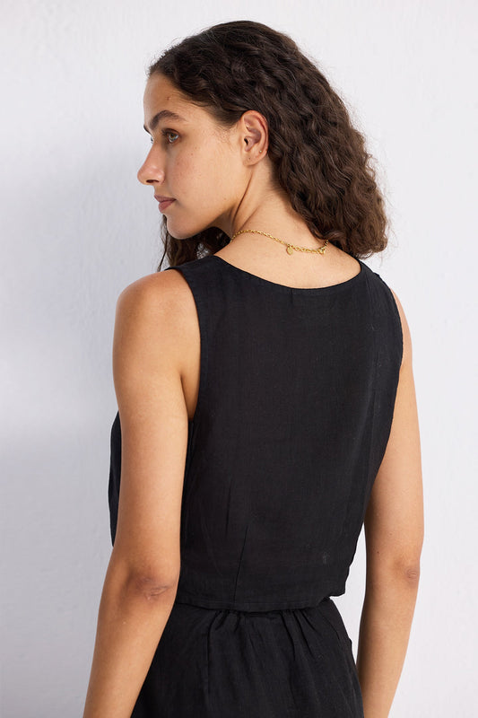 Boxy Crop Top in Black Medium Shot