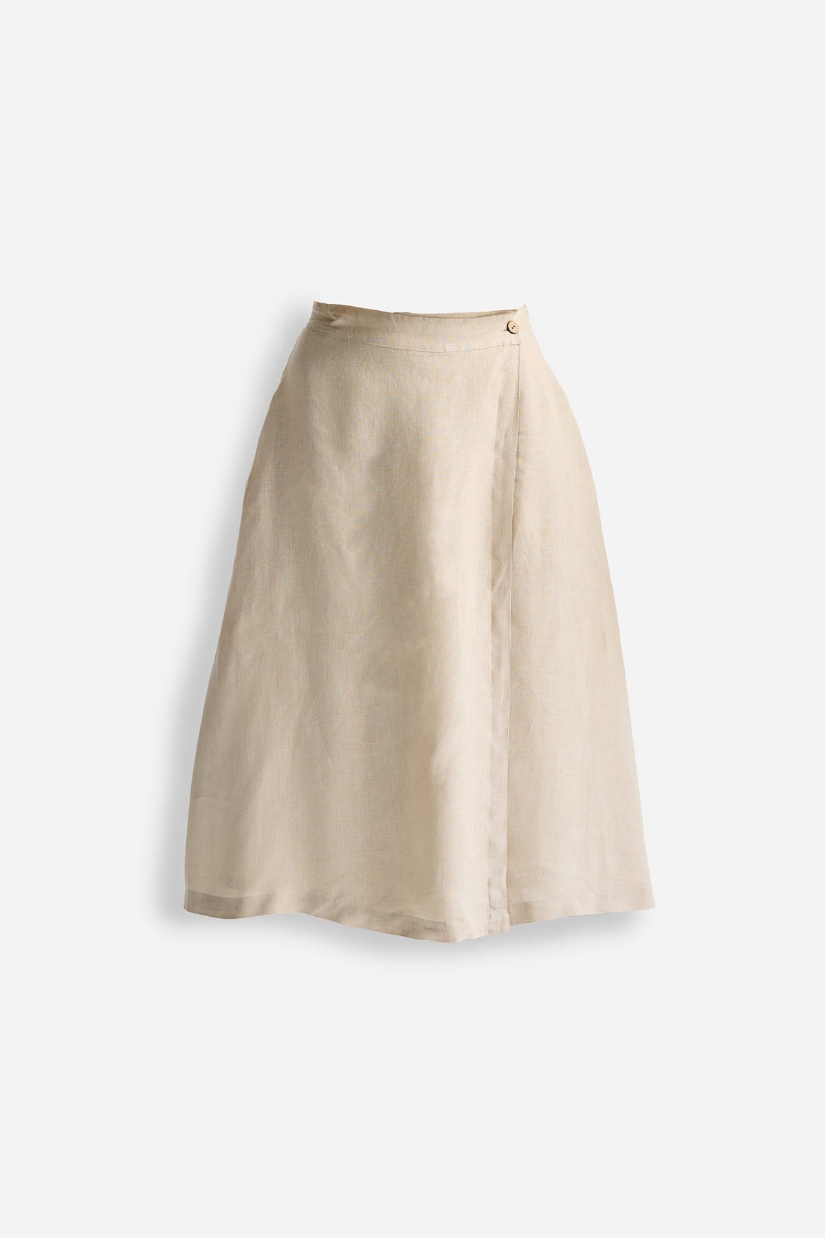 Overlap Midi Skirt in Neutral Beige Flat Lay