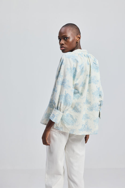 Relaxed-fit Shirt with Drawstring in Animal Print