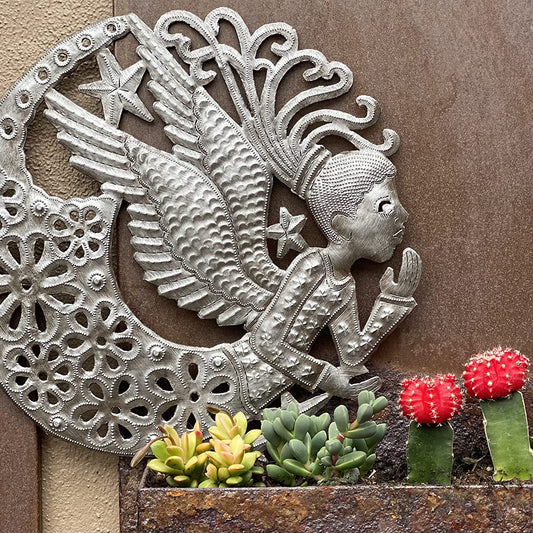 11" Angel Garden Art, Handmade Fair Trade, Wall Decor