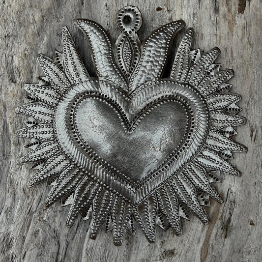 Haitian Metal Sacred Heart Wall Art Hand Chiseled Fair Trade