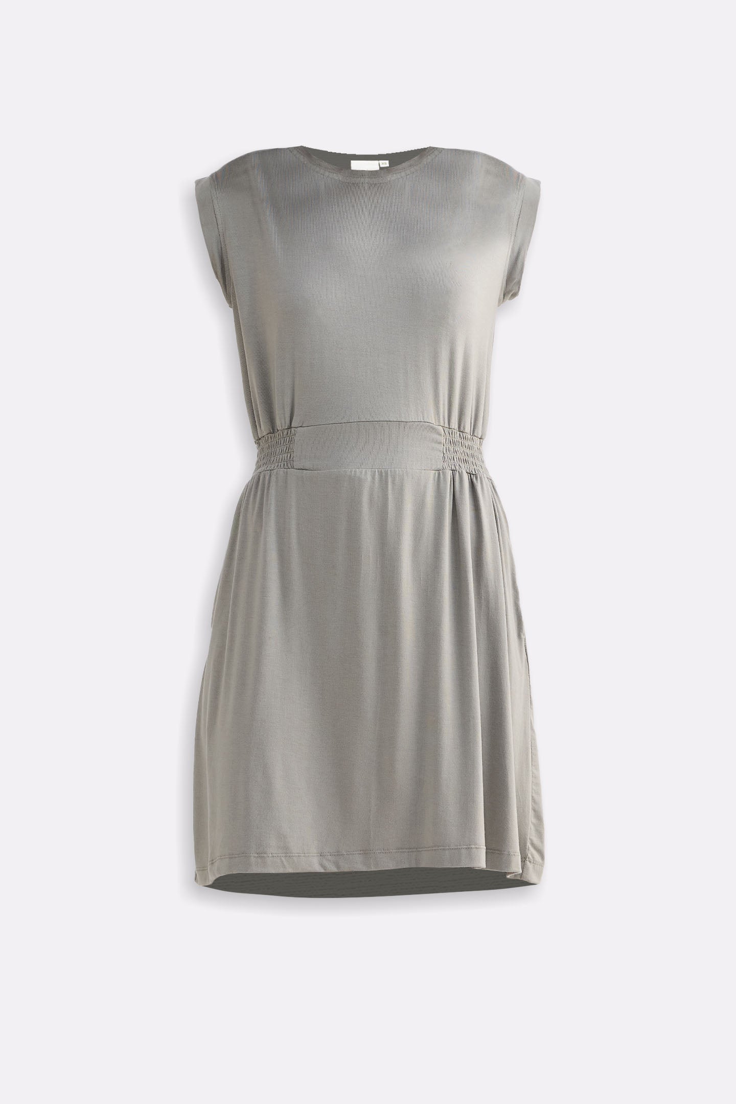 Short Dress With Smocking Side Detail in Light Olive Flat Lay