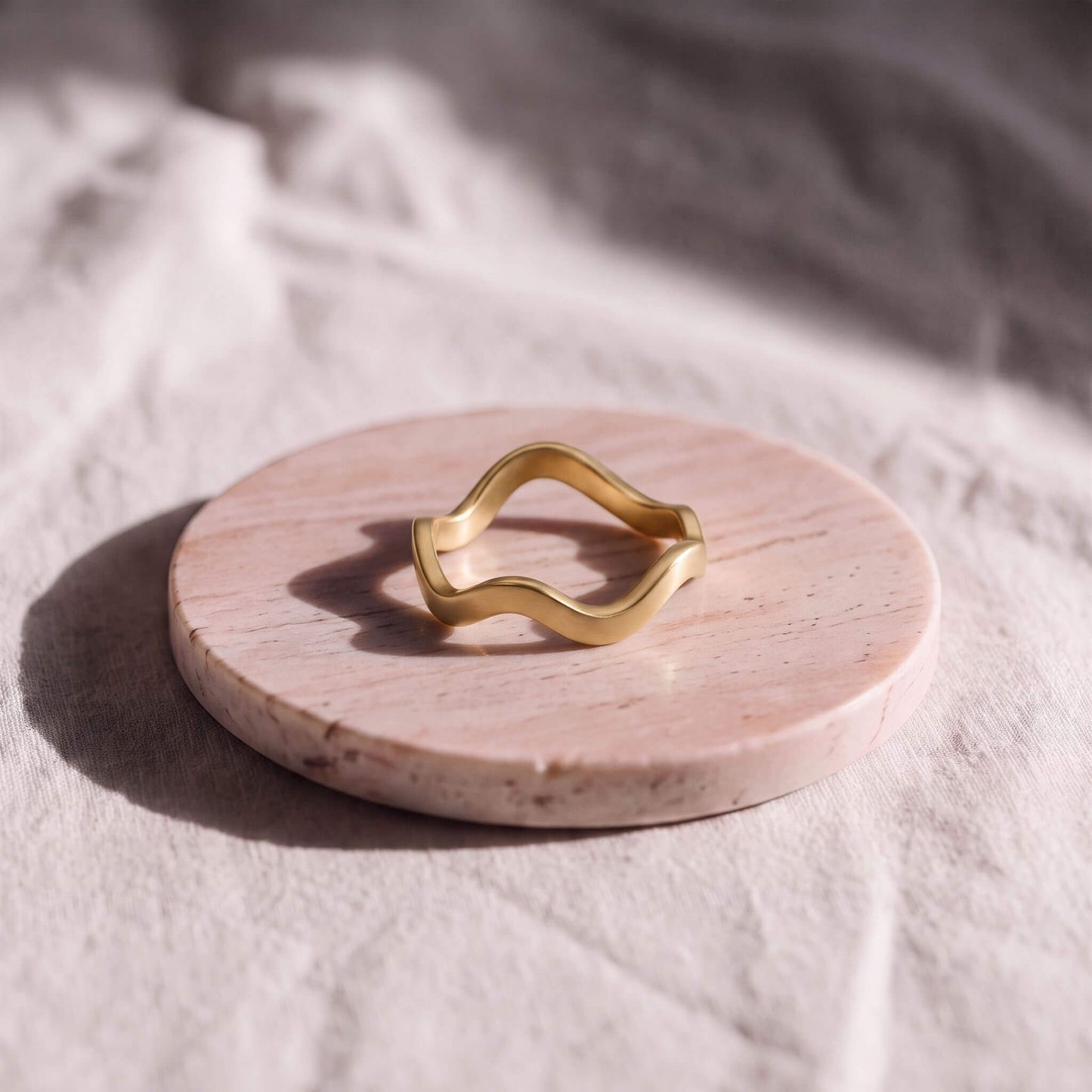 Brass Round Wave Band Stackable Ring | Tosha - EcoDunia