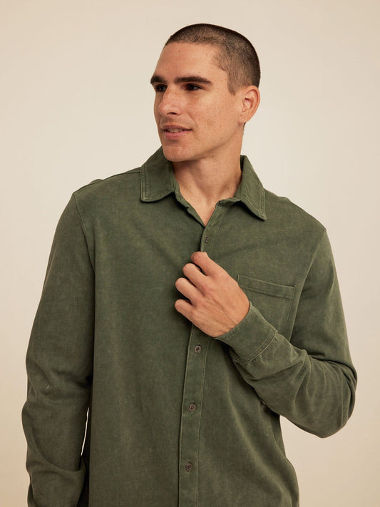 Dorian Mineral Wash Mediumweight Jersey Button-Down
