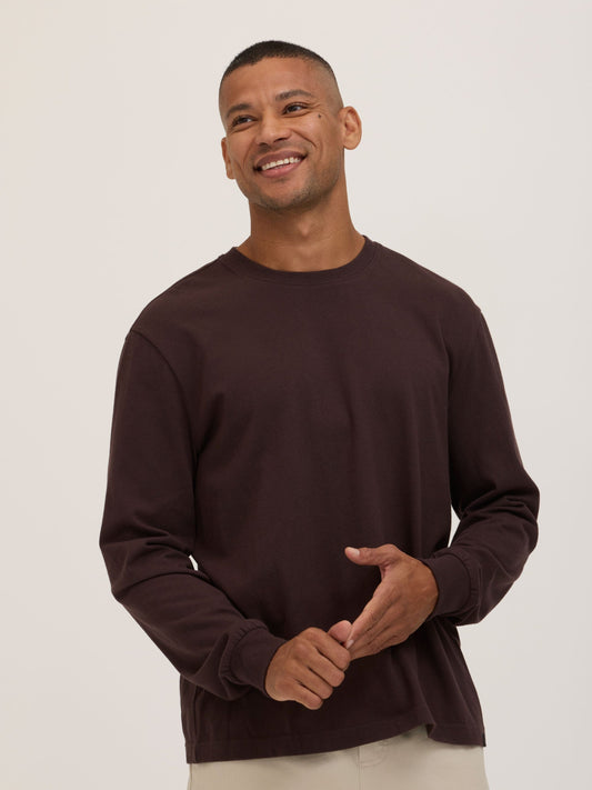 Bowery Essential Cotton Jersey Relaxed Fit Long Sleeve Tee