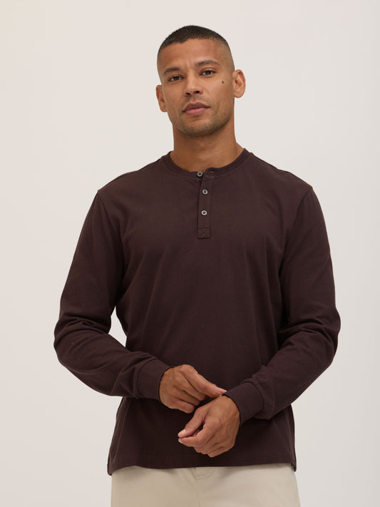 Doug Essential Jersey Long Sleeve 3-Button Henley