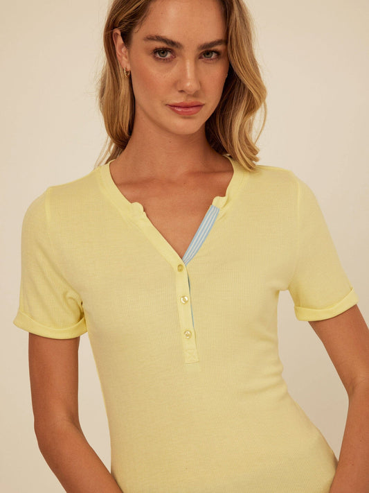 Akia Feather Rib Henley Tee