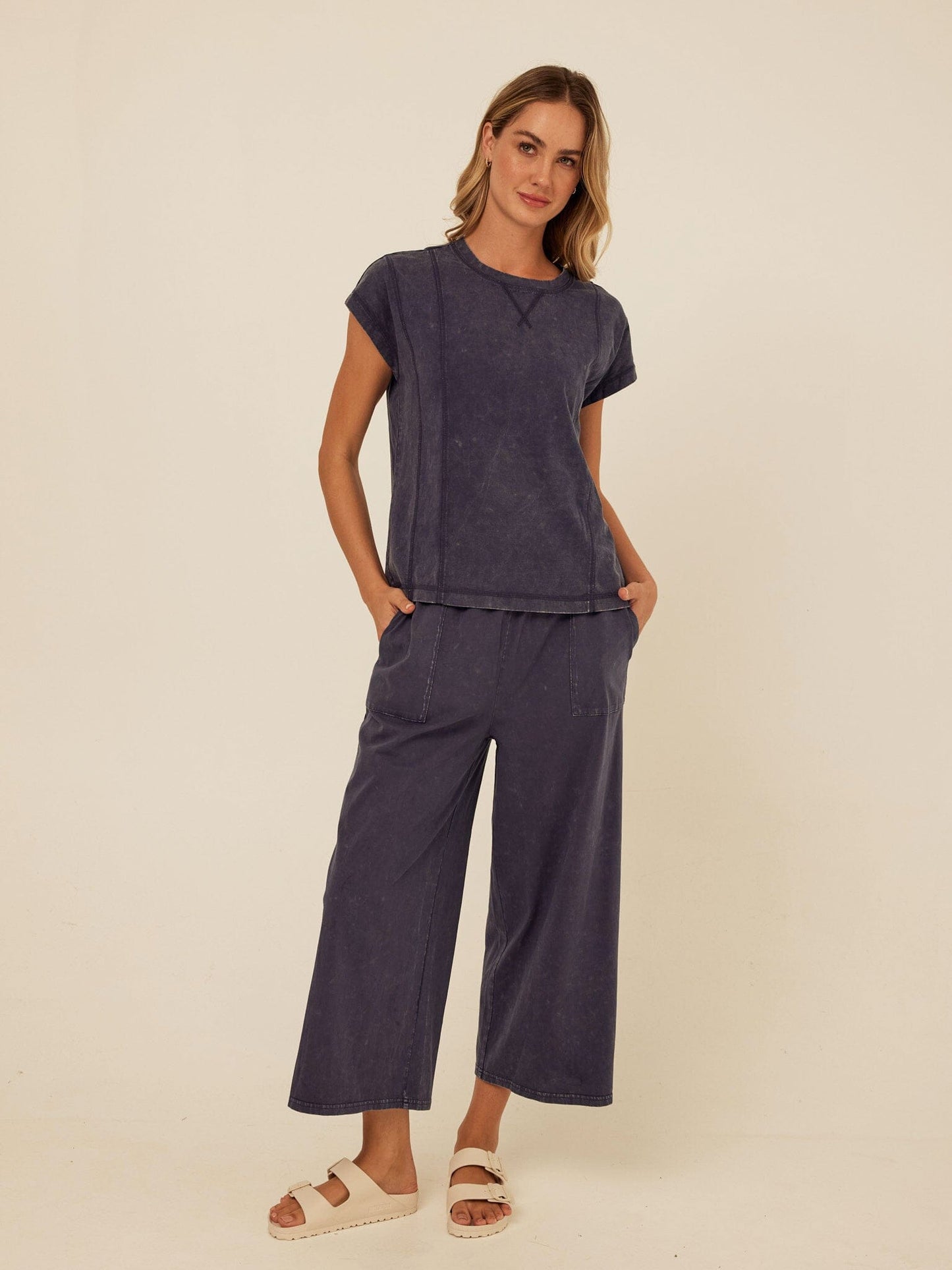 Alva Mineral Wash Eco Jersey Wide Leg Capri Pant