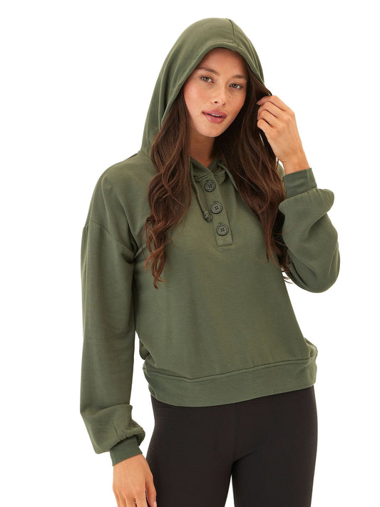 Tanisha Feather Fleece Henley Hoodie