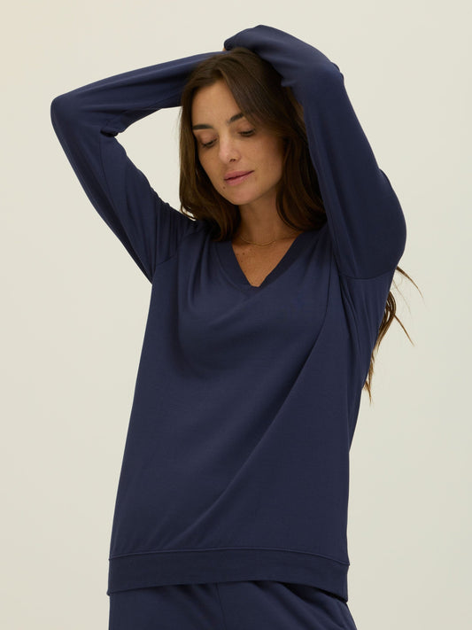 Edwina Feather Fleece V-Neck Pullover