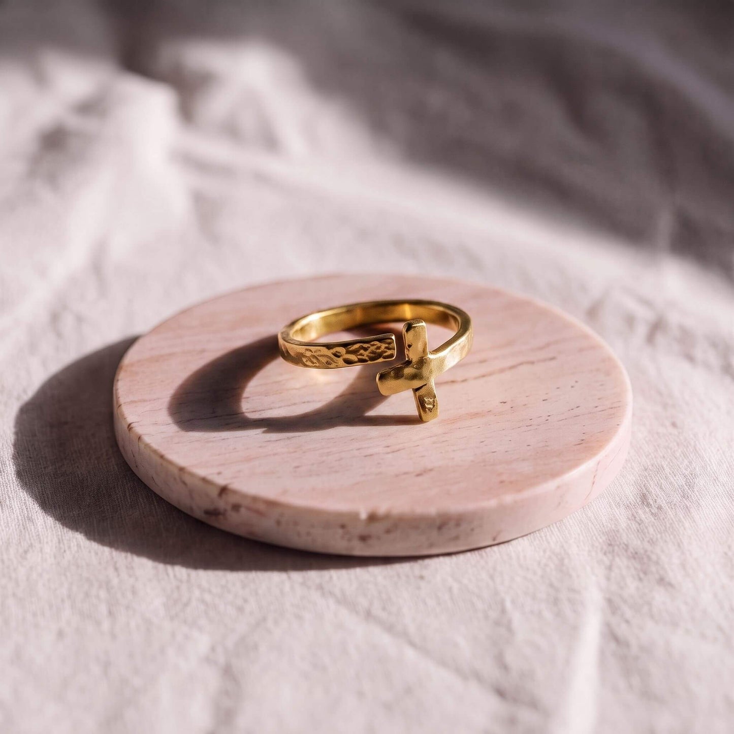 Hammered Cross Wrap Brass Ring | Tai - EcoDunia