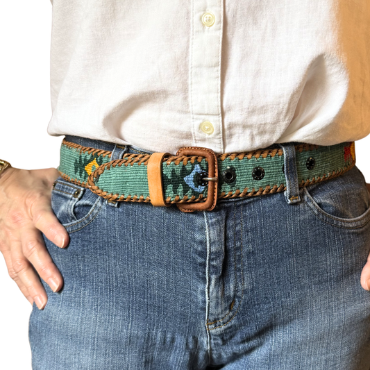 Teal Handwoven Guatemalan Whip-Stitched Belt
