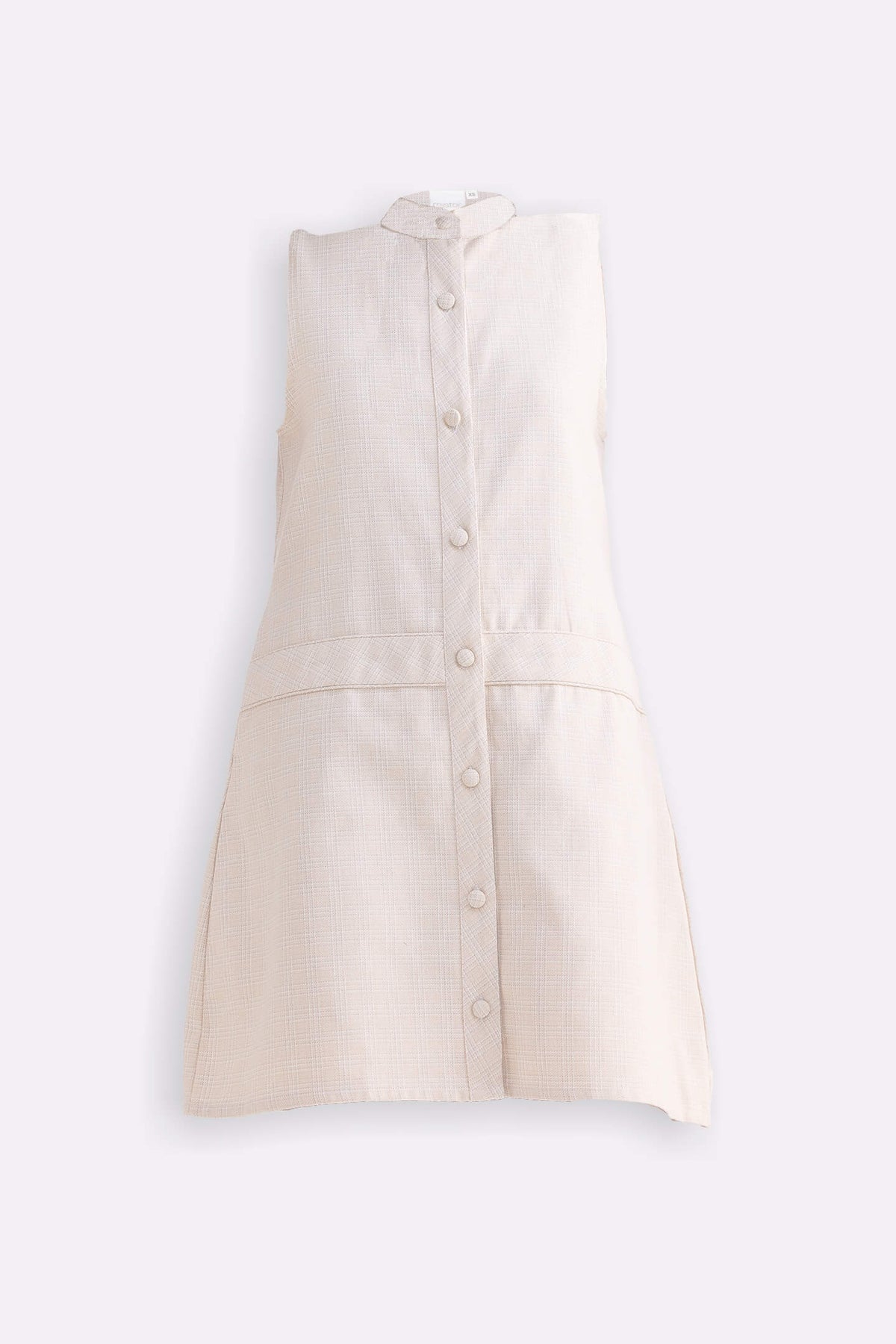 The Cotton Tweed Shift Dress in Cream Flat Lay