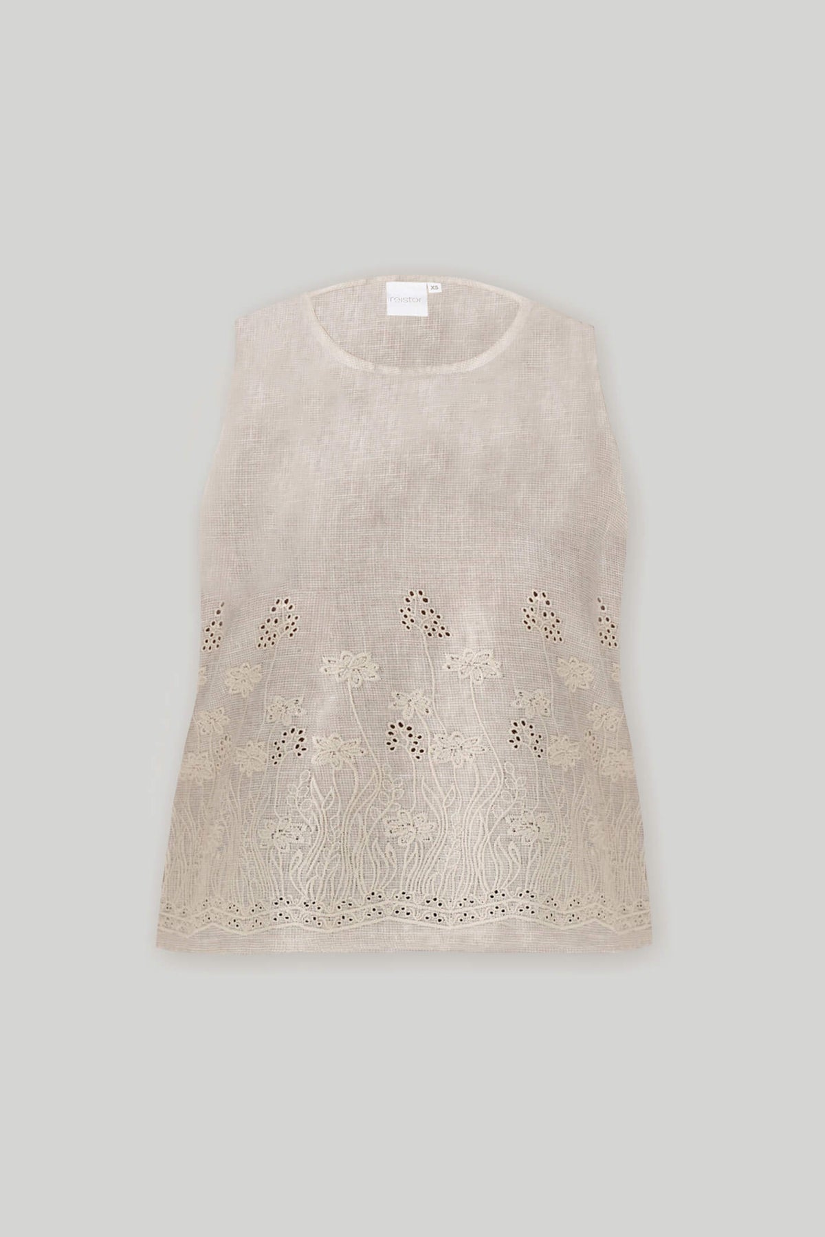 The Embroidered Button Back Top in Checkered Linen