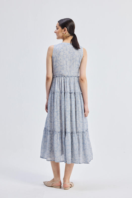 The Perfect Resort Floral Maxi in Periwinkle Blue Back