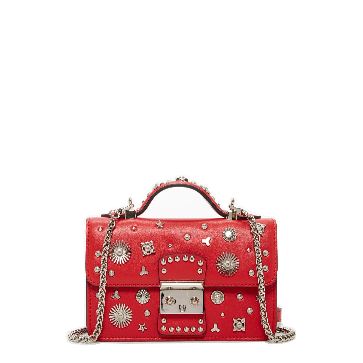SUSU Studded Small Leather Crossbody Bag Red Purse Women's Handbag
