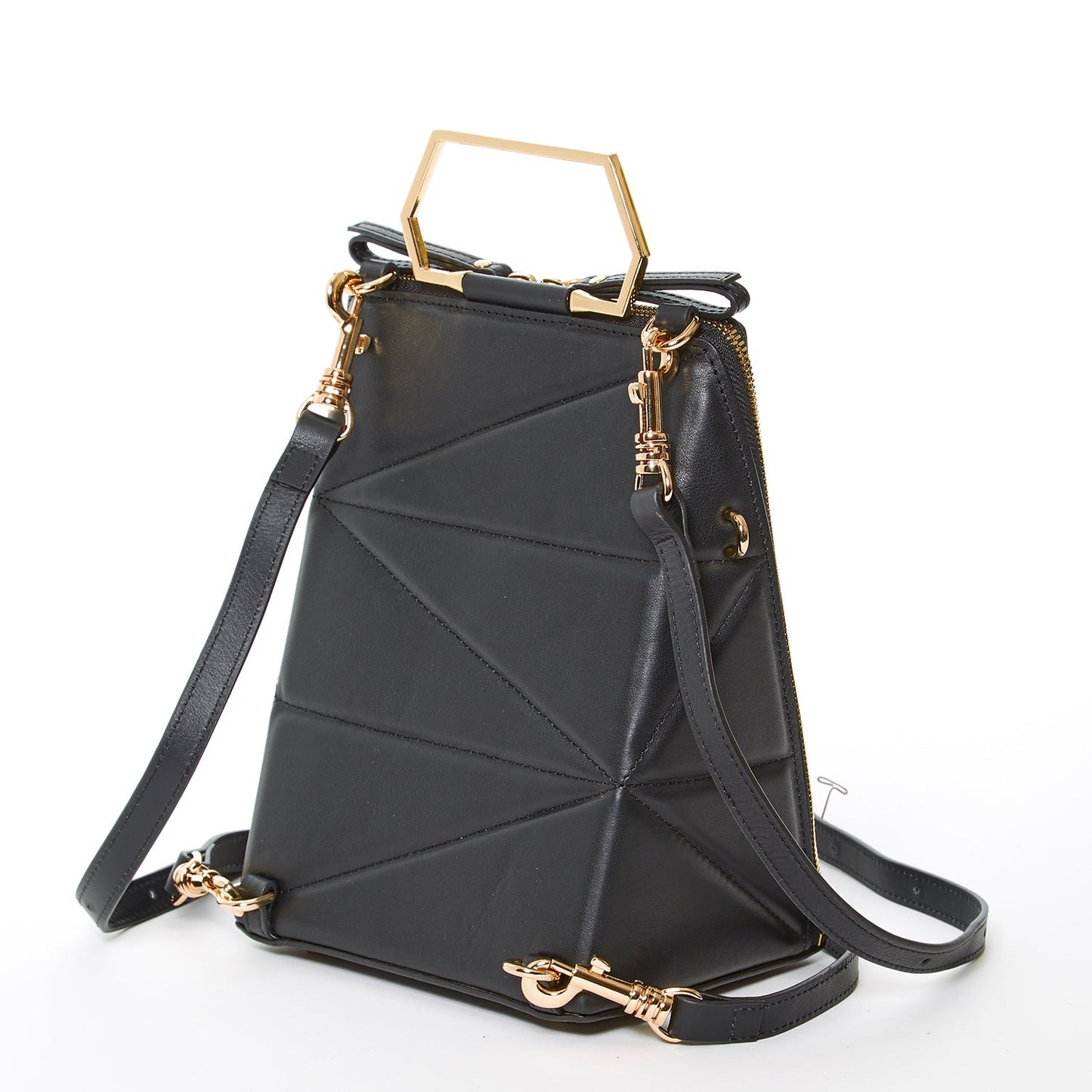 SUSU Black Leather Backpack Purse for Women Unique Convertible Crossbody Bag