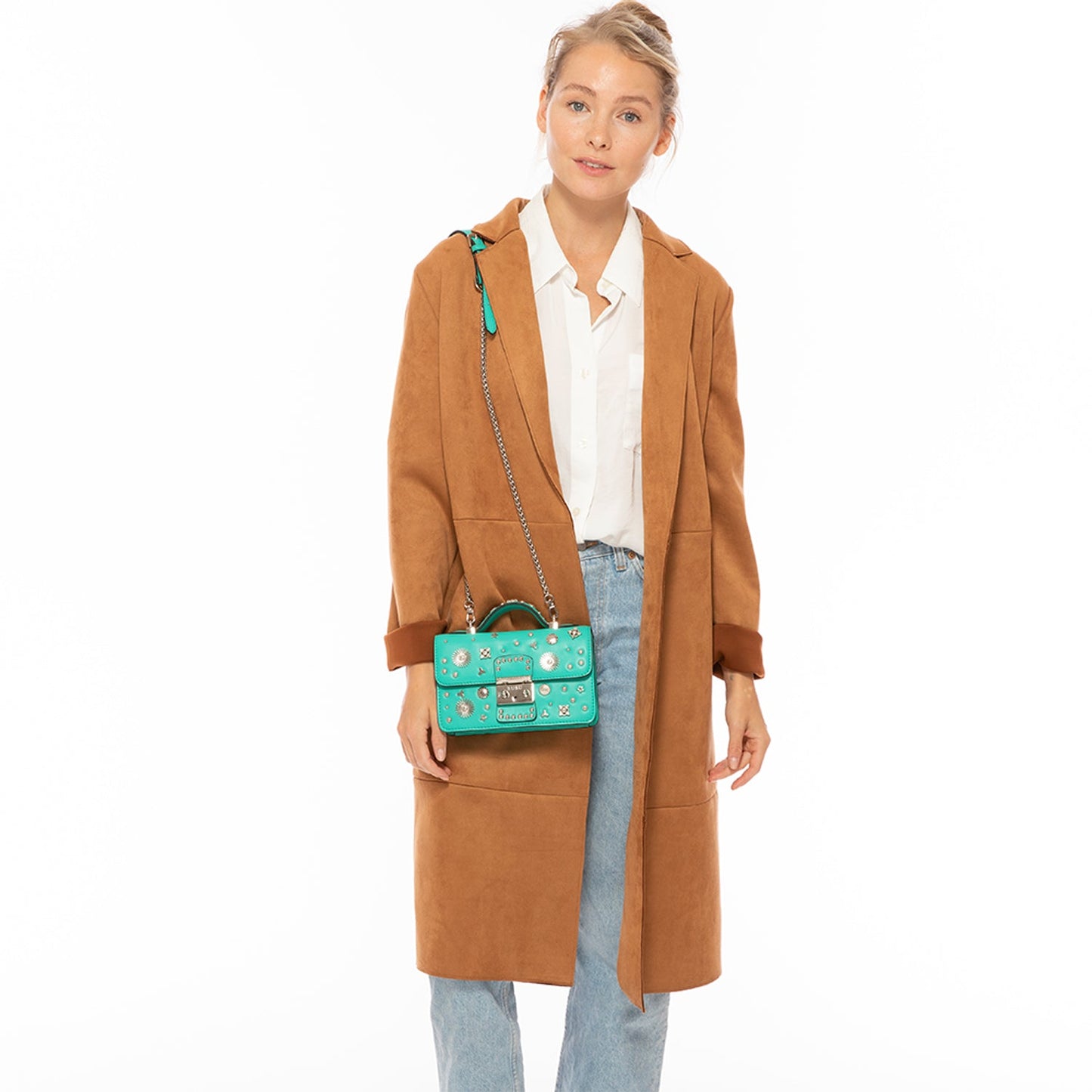 SUSU Small Leather Crossbody Bag Green Purse