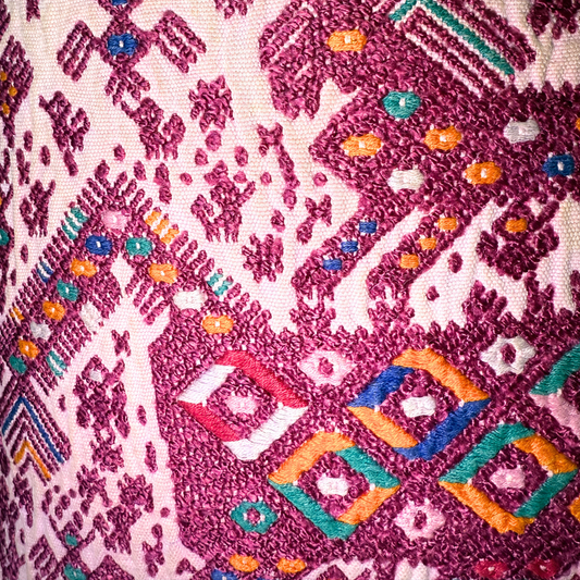 Embroidered Huipil & Handwoven Corte Throw Pillow Cover