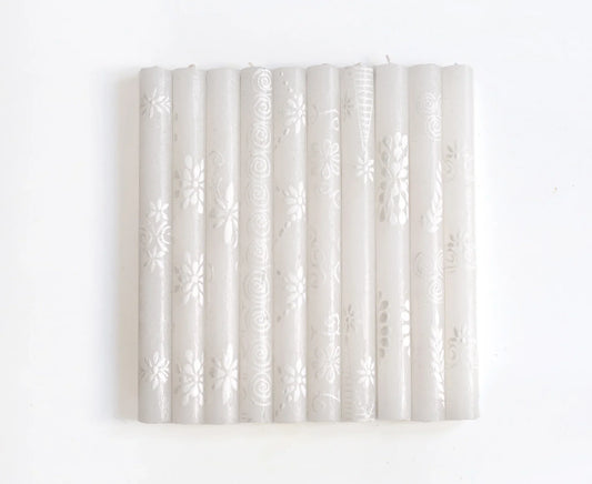 White on White Painted Candles