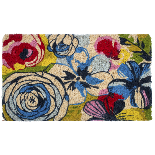 Watercolor Floral Multicolor Coir Doormat