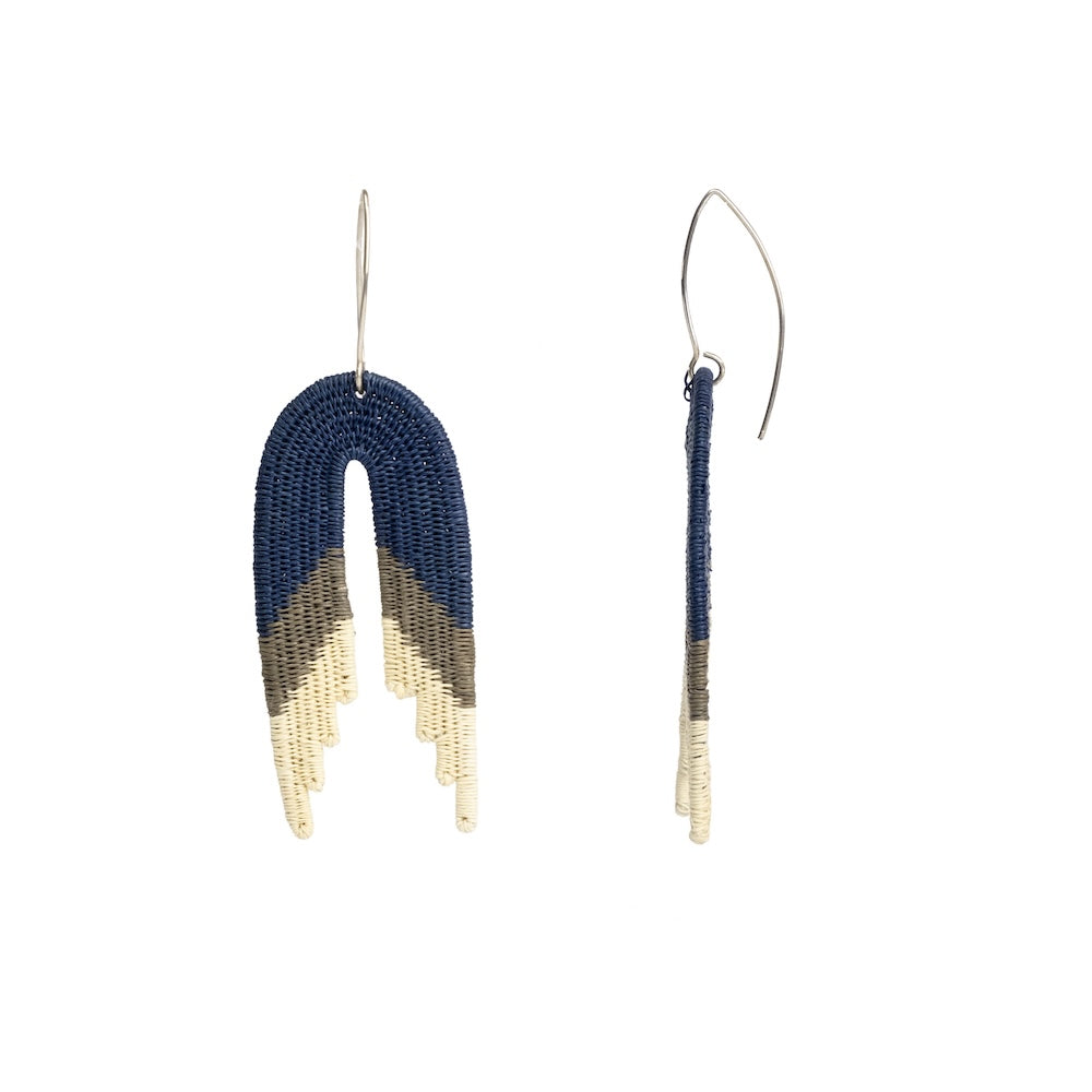 Navy Waterfall Earrings-TAVWE