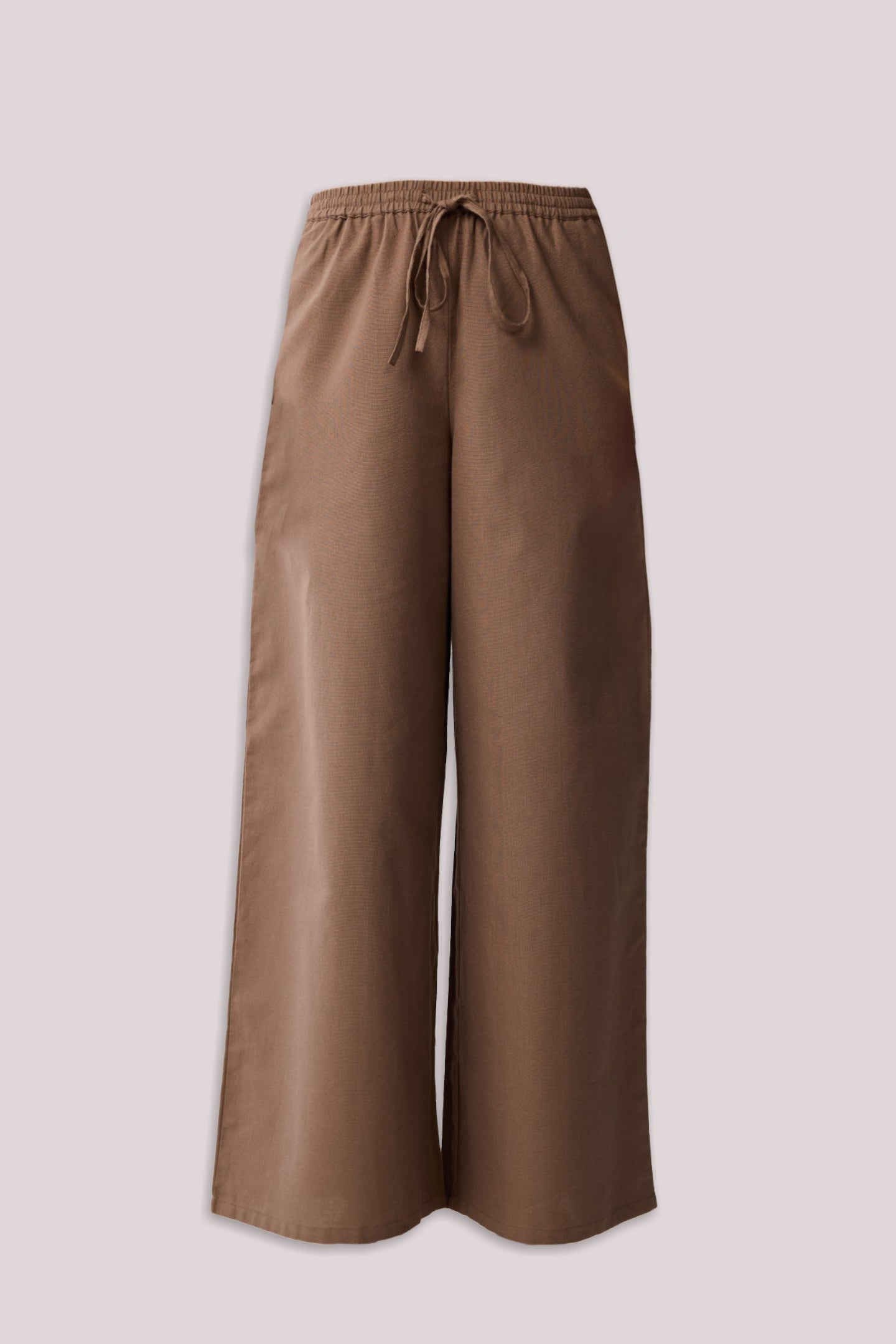Wide-leg Drawstring Pants in Brown