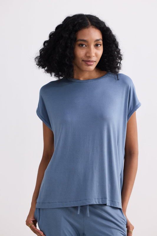 Relaxed Tee Set in Blue Closeup