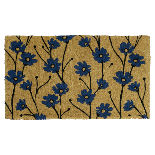Wild Flowers Blue Coir Doormat